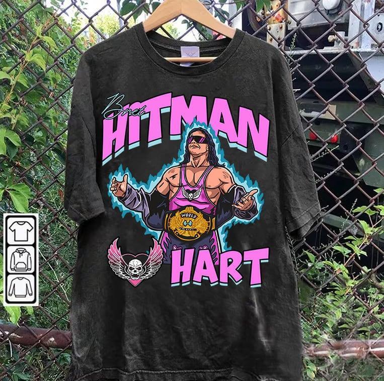 Vintage 90s Graphic Style Bret Hart TShirt - Bret Hart Hitman Sweatshirt - Ameri
