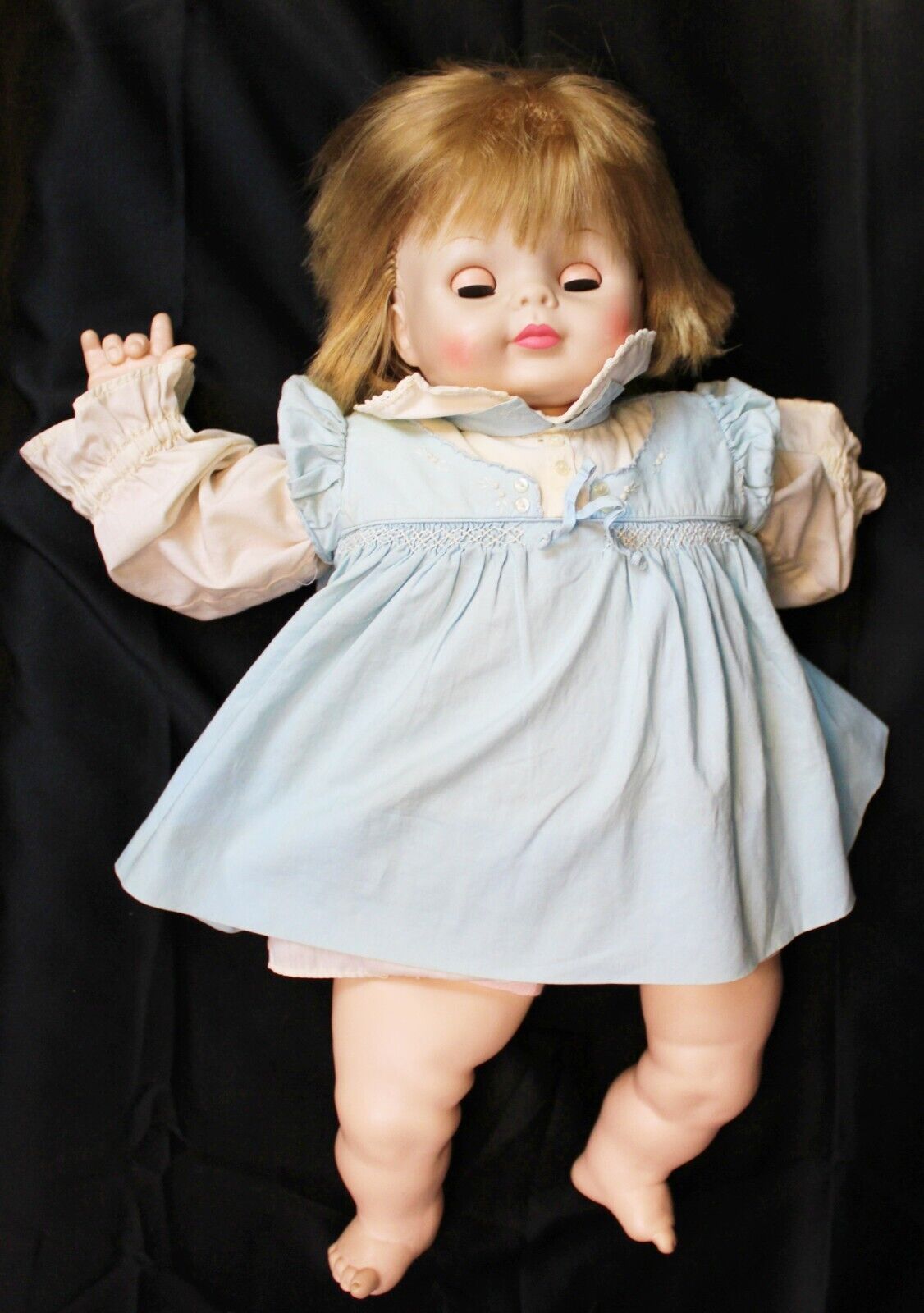 VTG 1965 Vogue Doll Baby Dear One Blond Blue Sleepy Eyes Realistic Layered Dress
