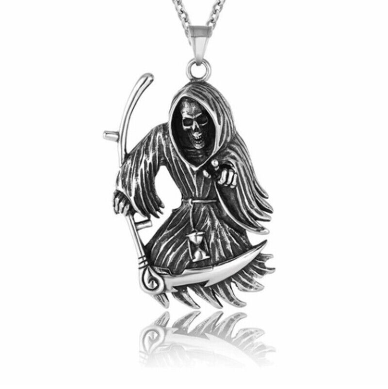 Hell Grim Reaper Goddess Death Pendant Skull Devil Necklace Gothic Punk Jewelry