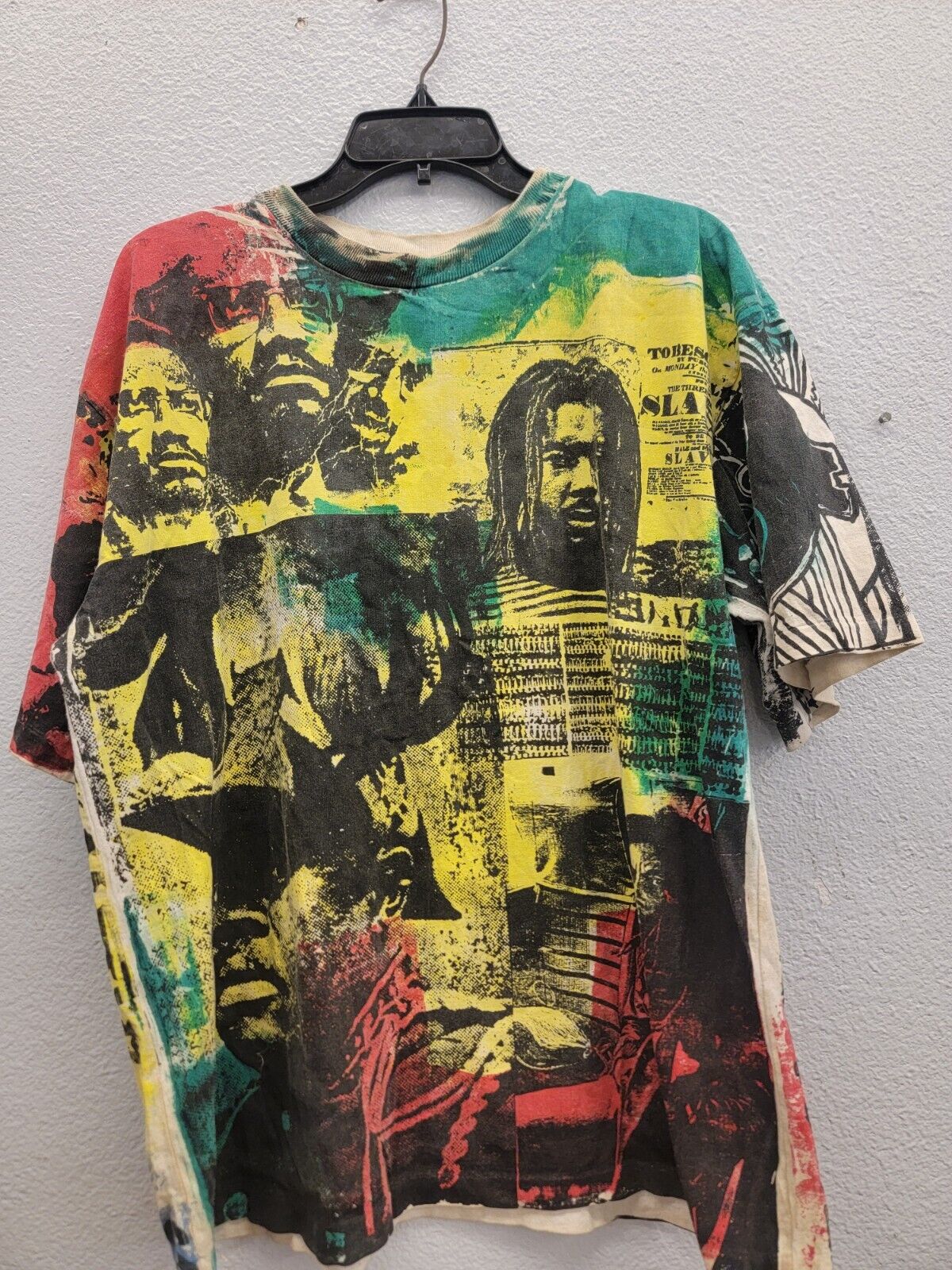 Vintage Bob Marley/Marcus Garvey/Peter Tosh/Malcolm X Irie Blue Multicolor Shirt