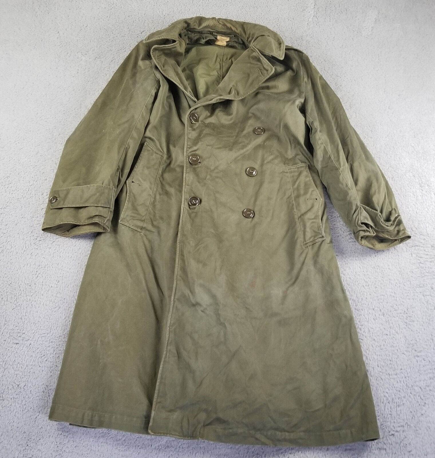WW2 1946 US Army Military Overcoat Trench Coat Remove Liner  Medium Reg 6/23/46