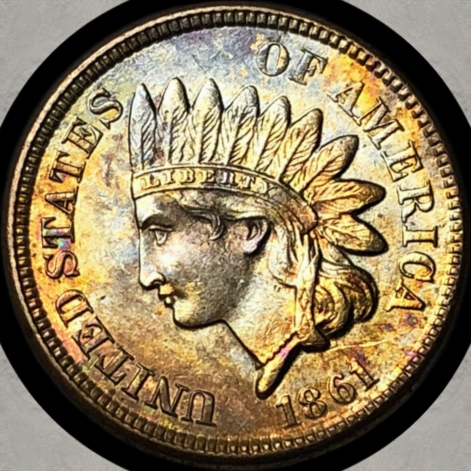 1861 CN Indian Head Cent_ CHOICE+ BU, Original Condition, Nicely Toned_ [JX-624]