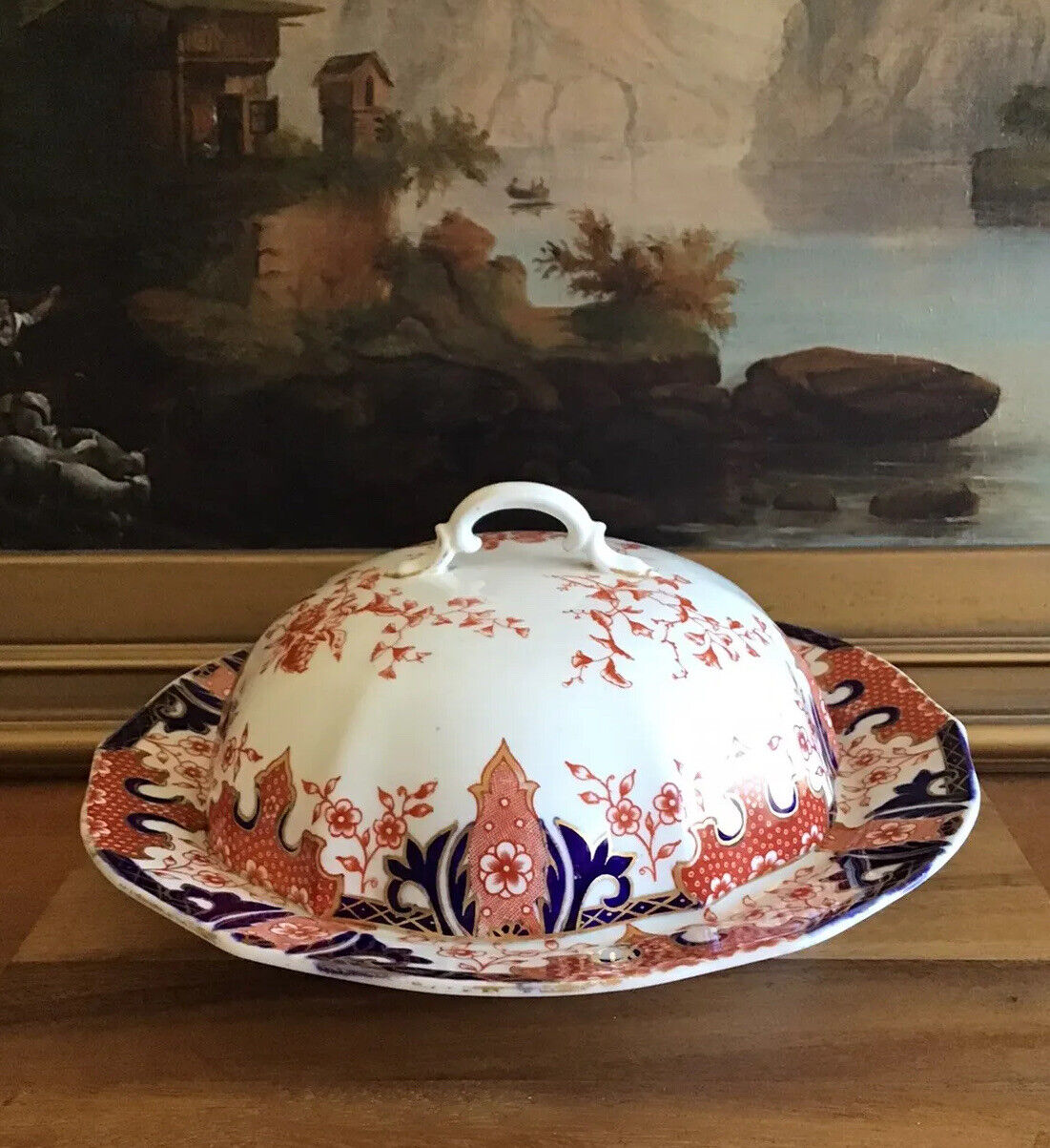 SALE Antique ROYAL CROWN DERBY Imari Domed Covered MUFFIN DISH & LID ca. 1898