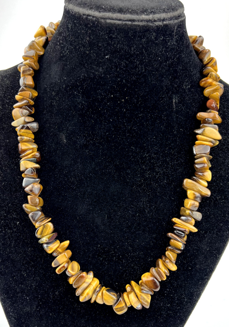 Beautiful Vintage Tiger Eye Handmade Strand Necklace Beads Natural Round 75g Old