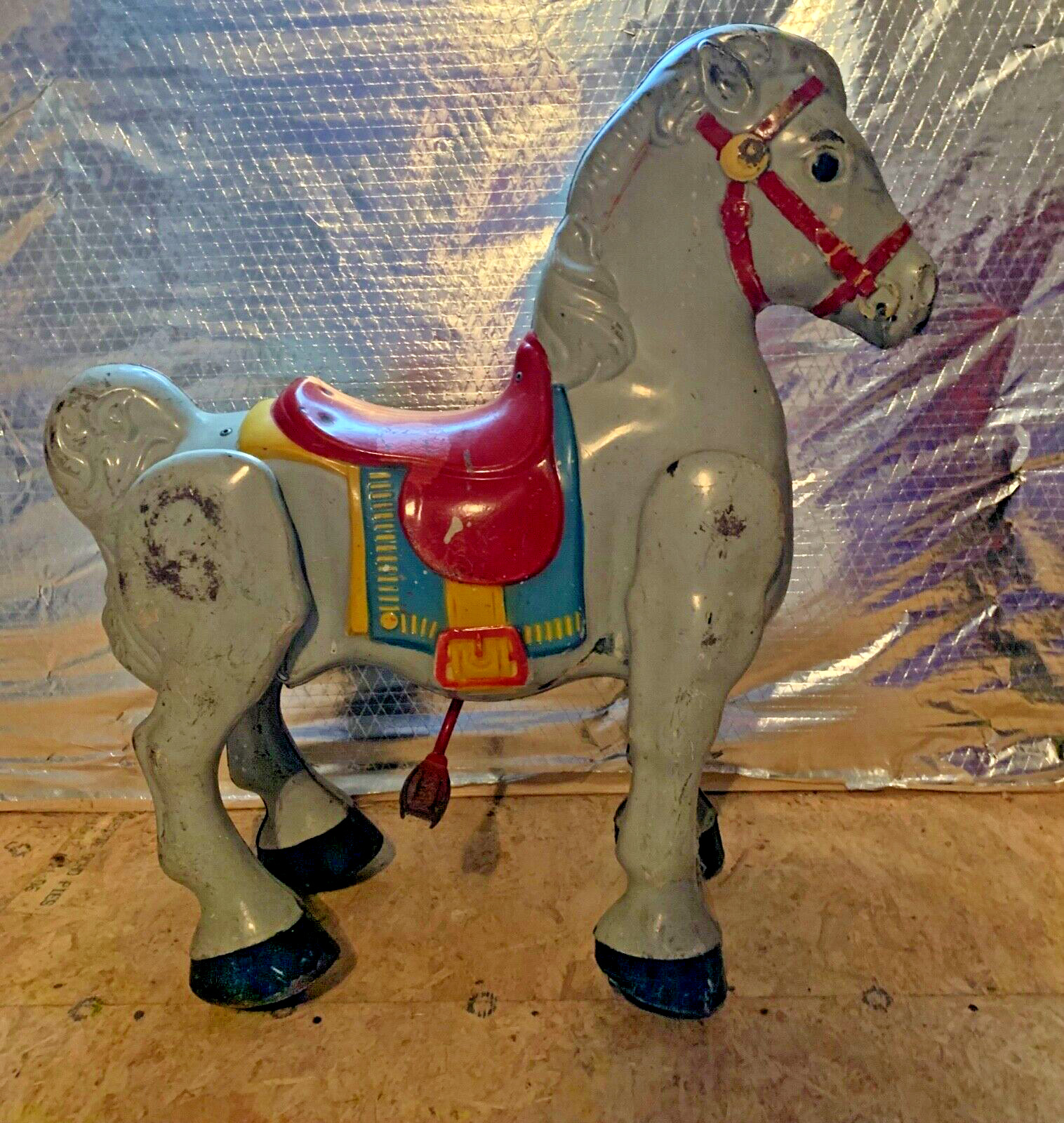 Vintage Mobo Horse 1940’s Metal Ride On Toy The Bronco Collectible