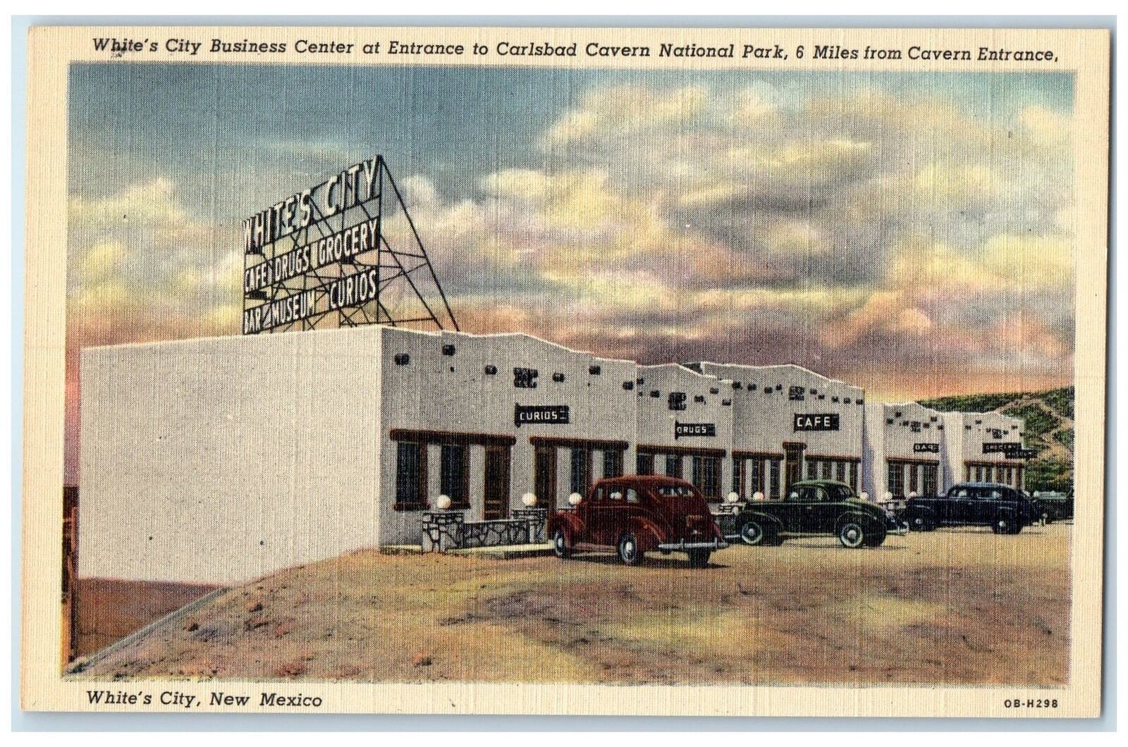 c1940s White\'s City Business Center Entrance White\'s City New Mexico NM Postcard