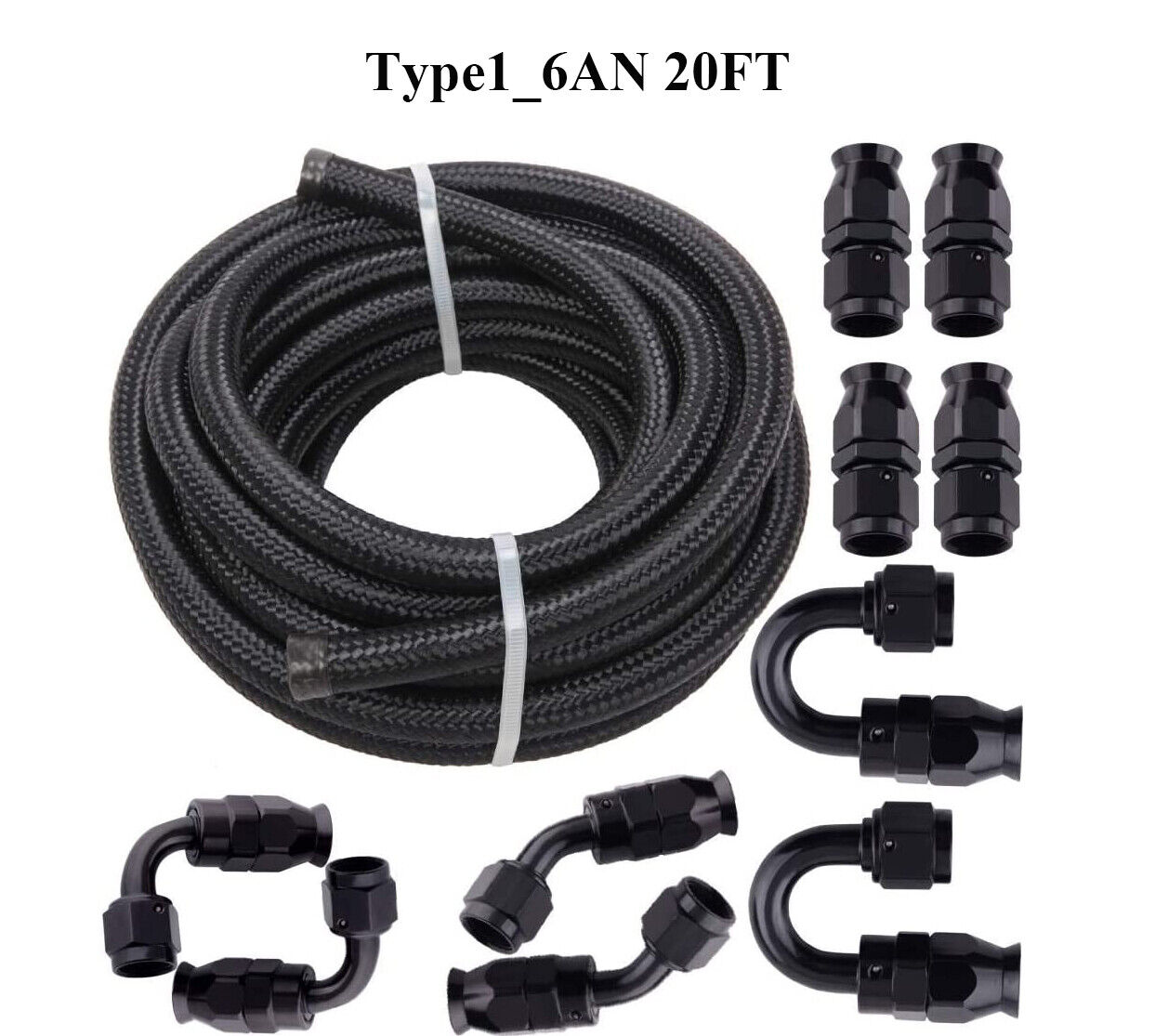 Stainless Steel Braided 6/8/10/AN CPE Fuel/Oil/Gas Hose Line & Fittings Kit 20FT