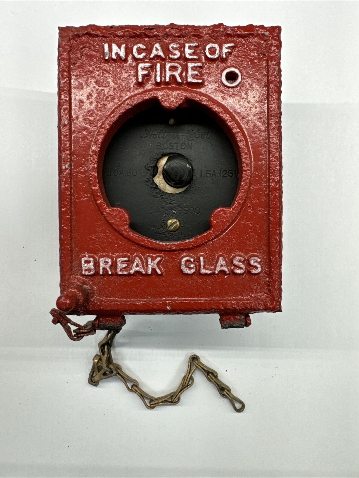 Rare Vintage Break Glass Fire Alarm Pull Station HOLTZER CABOT Boston Retro