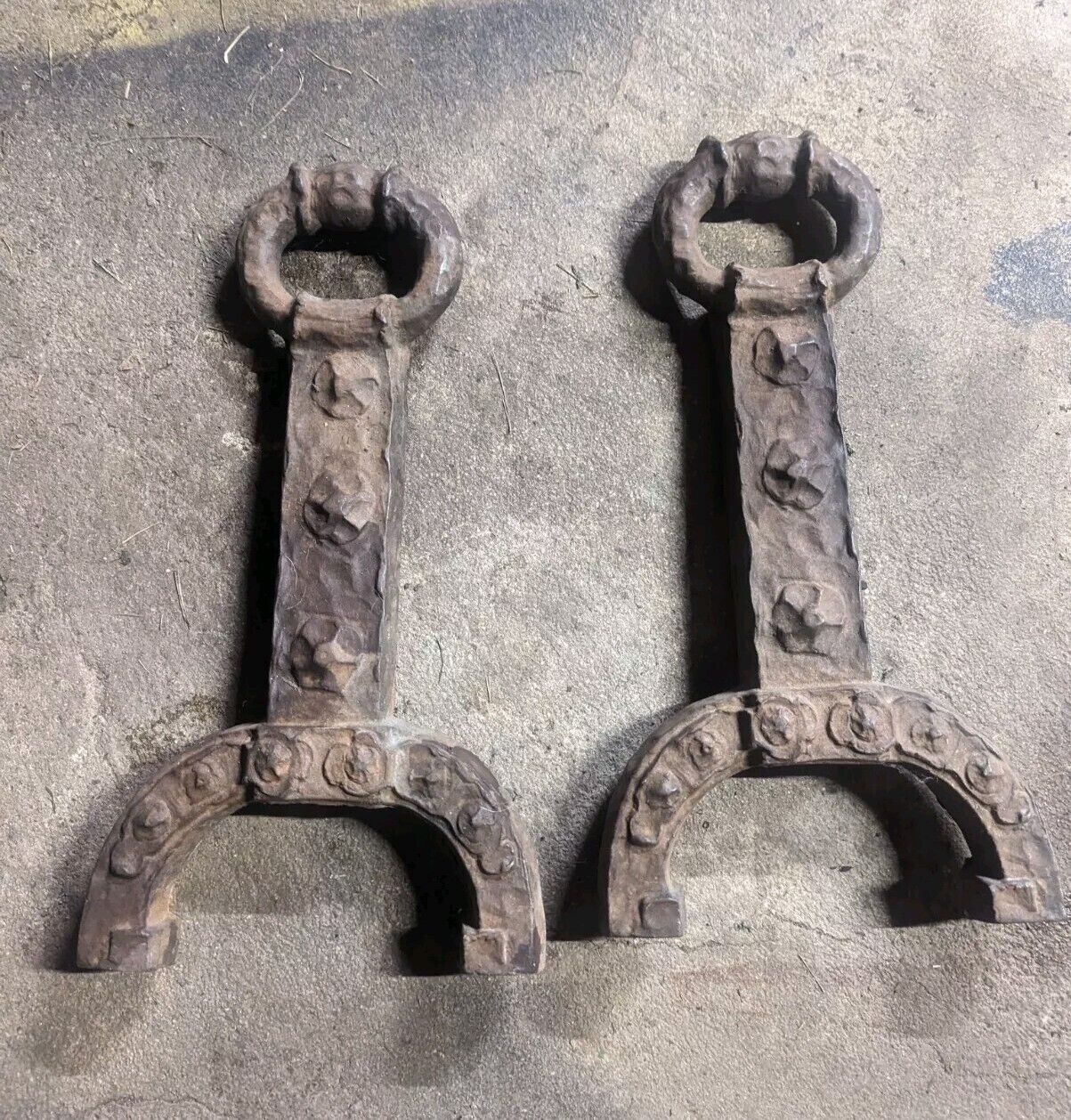 Vintage Heavy Fireplace Andirons Two