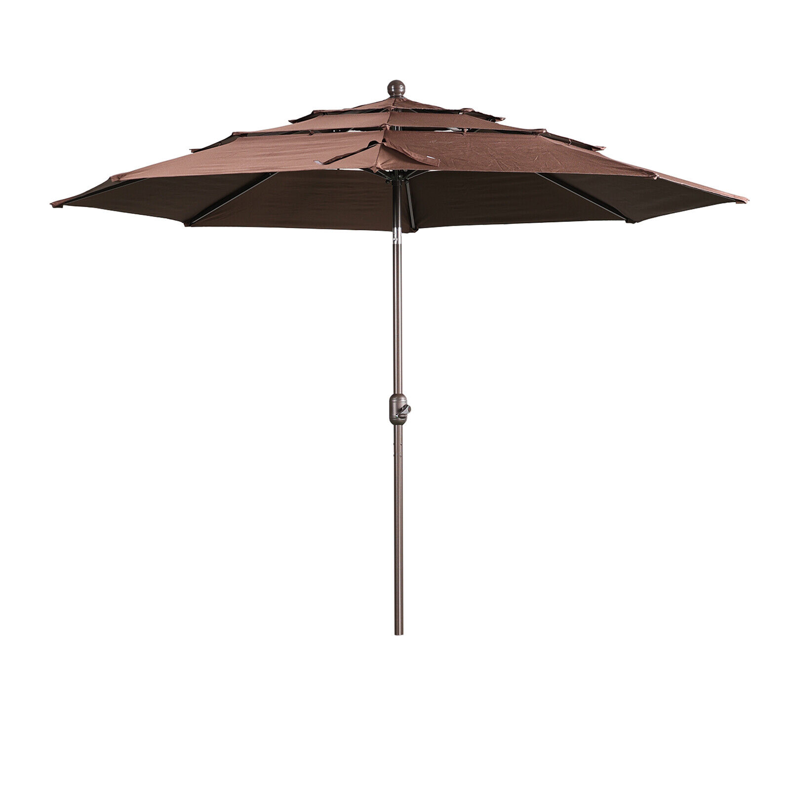 Aoodor 10ft 3 Tier Patio Umbrella Dining Table Outdoor Market Umbrella w/Crank