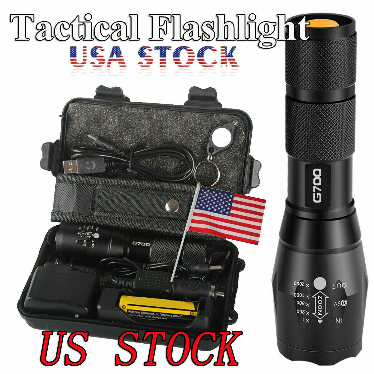 Bright 90000lm Genuine  G700 LED Tactical Flashlight Military Torch