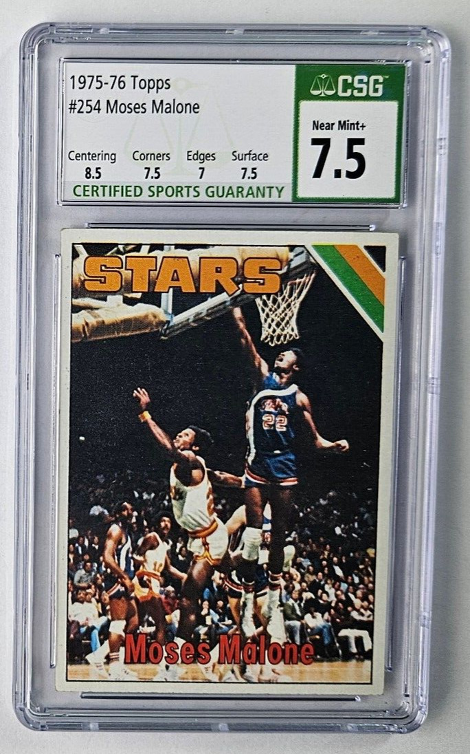 1975-76 Topps Basketball #254 MOSES MALONE RC Rookie HOF CSG 7.5 NM+