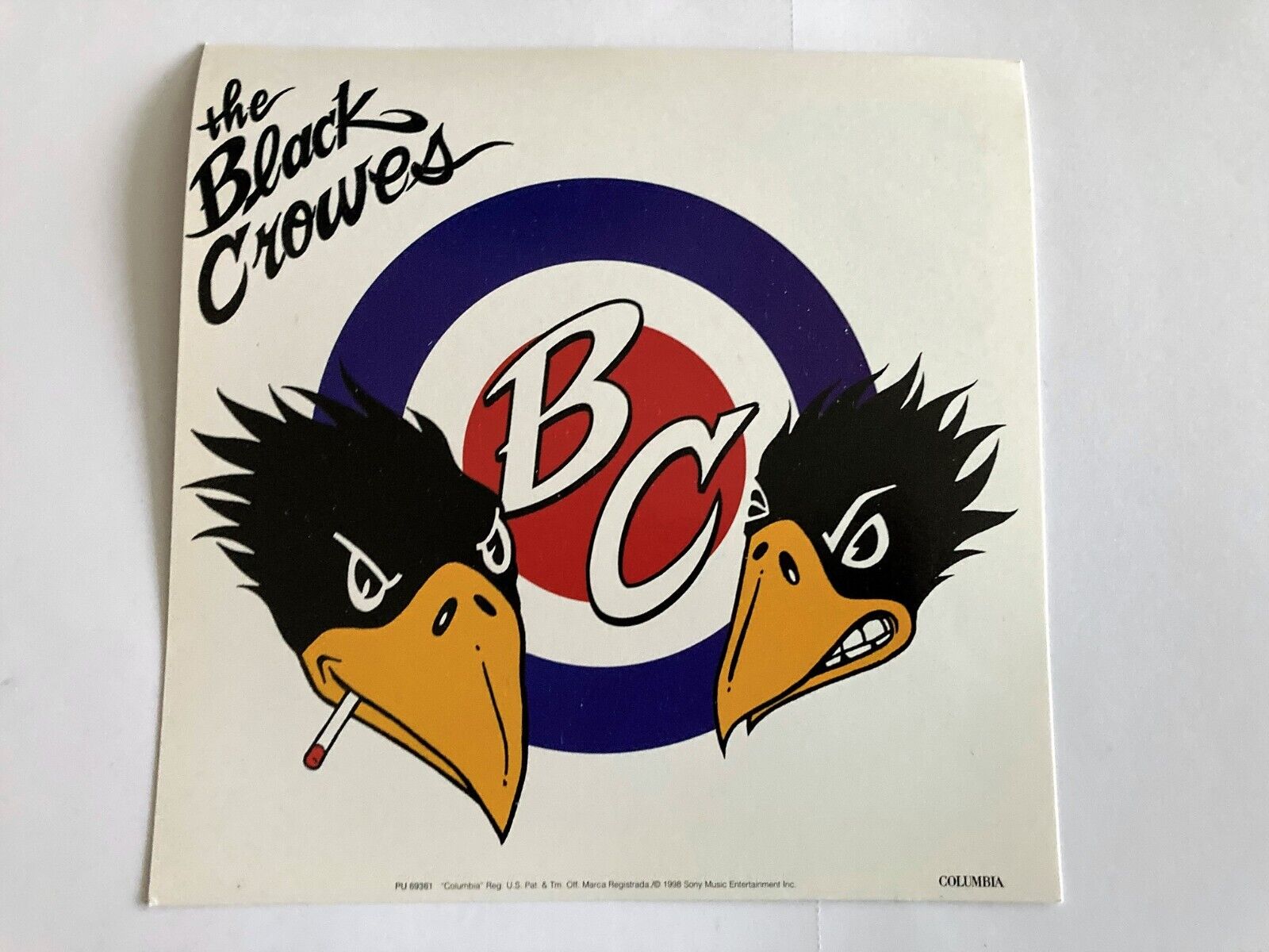 1998 The Black Crowes Vintage Bulls Eye Sticker Mint Condition Sony/Columbia