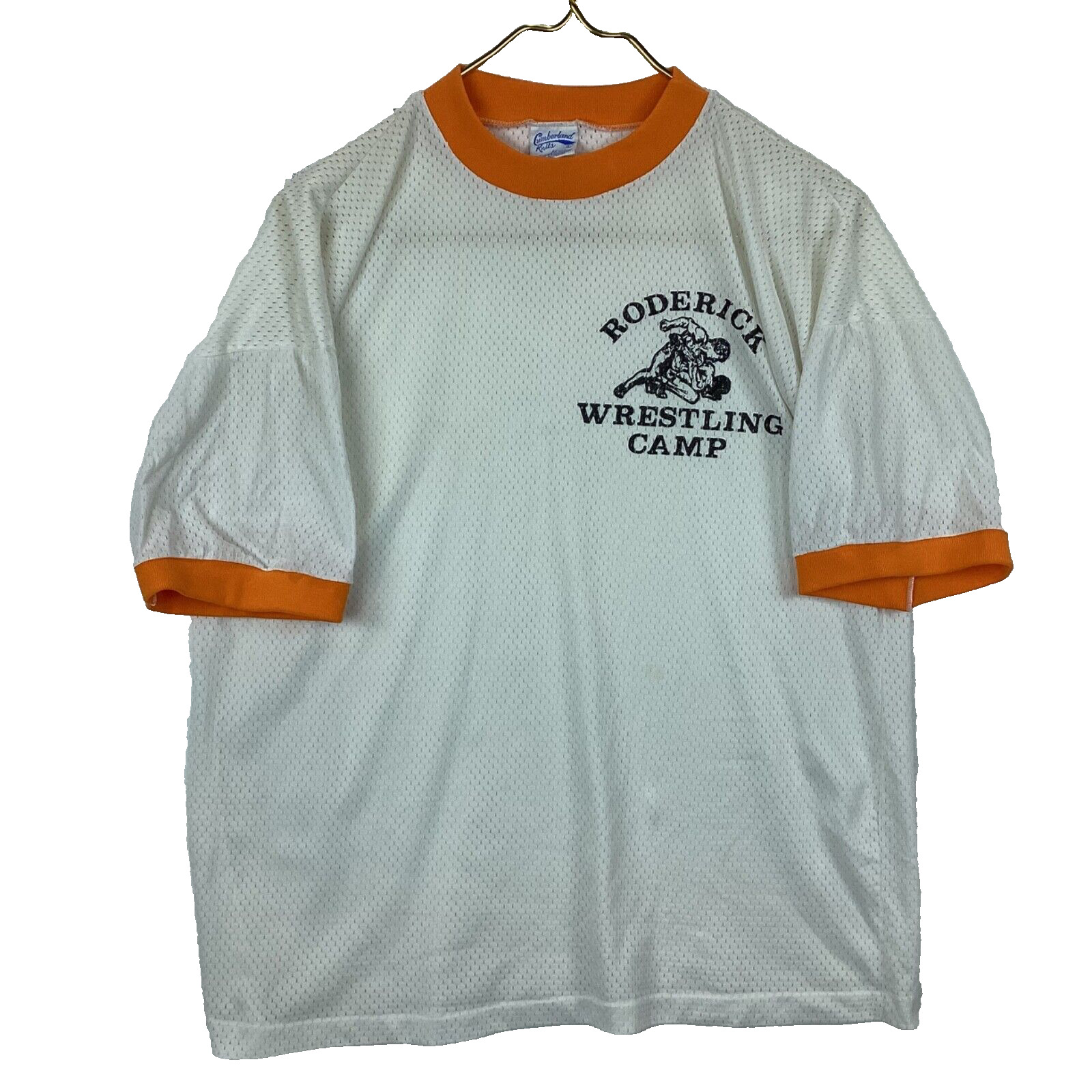 Vintage 1970s Mesh Ringer Cumberland T-Shirt Large Made Usa Wrestling