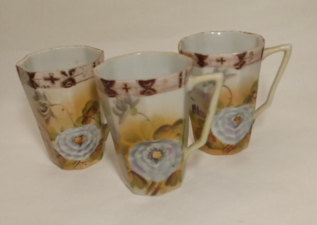 Antique Nippon China Hand Painted Lemonade/ Cider Cups 3