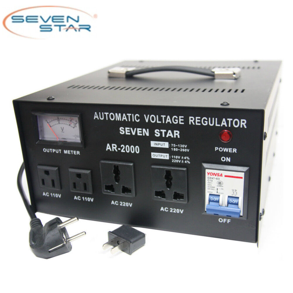 SevenStar AR 2000W Watt Voltage Regulator Transformer Step Up/Down 120V to 220V