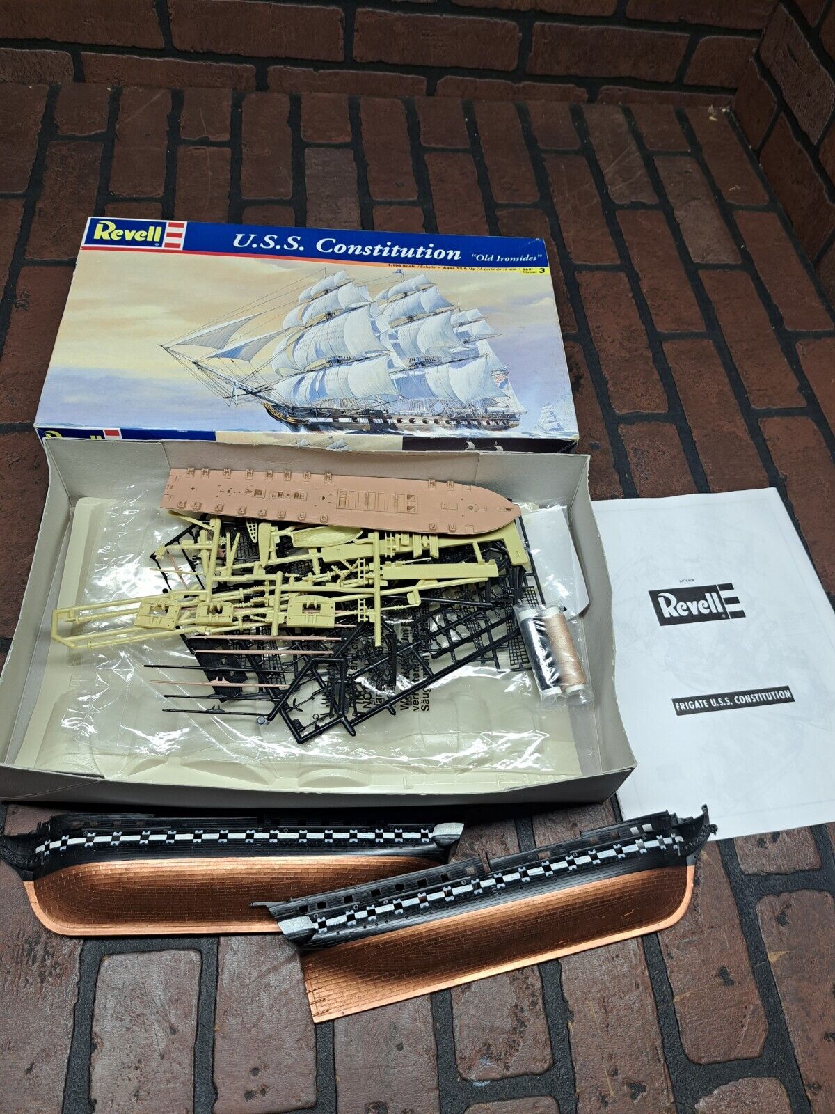 Revell USS Constitution Old Ironsides 1/196 Model Kit Partially Painted