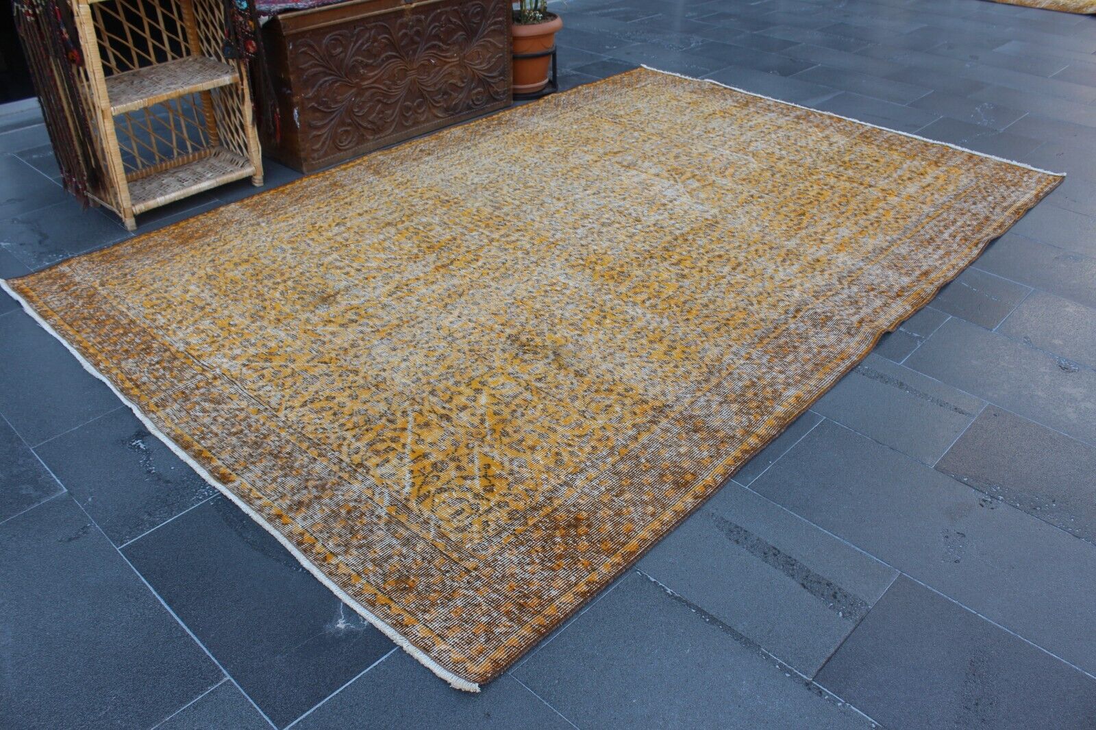 Vintage large rug, Handmade wool rug, Diningroom rug, Carpet 6 x 9.1 ft MBZ2484