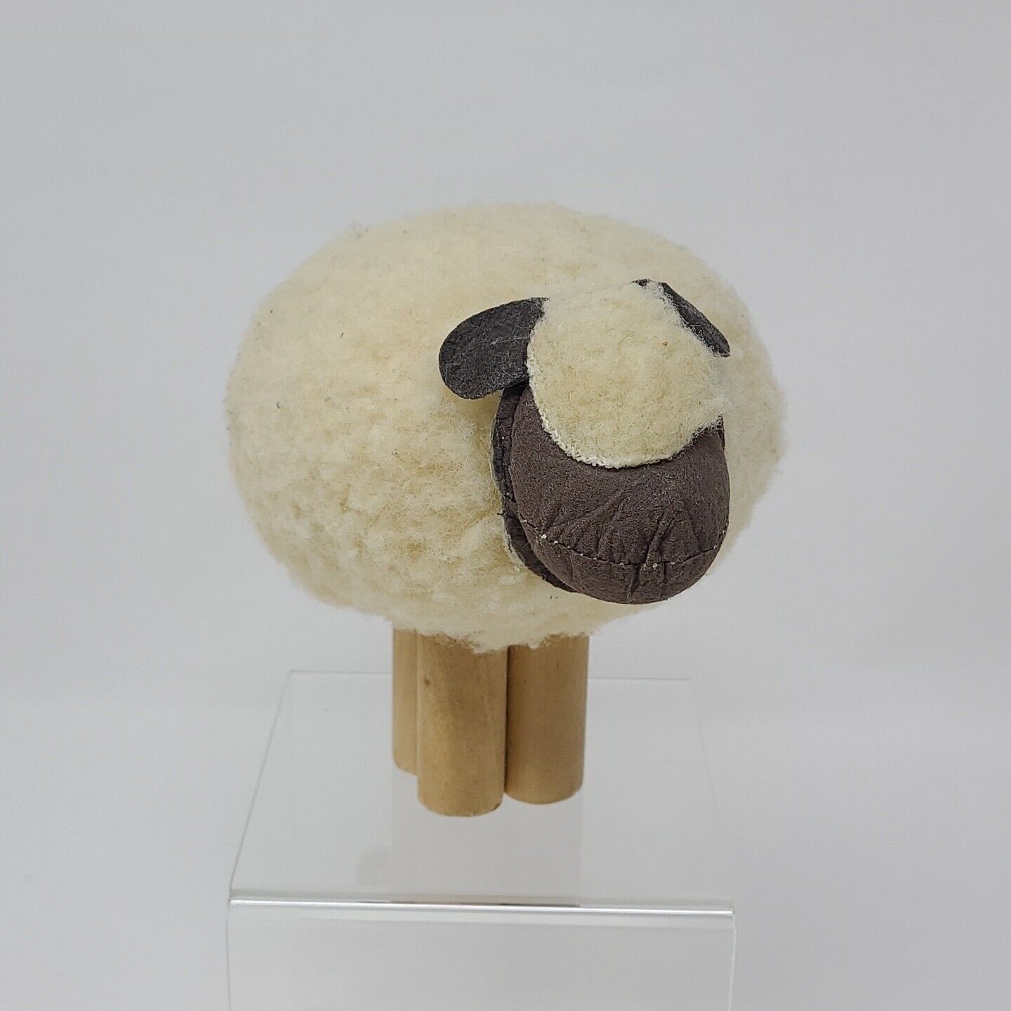 Vinatge Dept 56 1983 Lamb Sheep Figure Primitive Folk Art Style Wool Wooden Legs