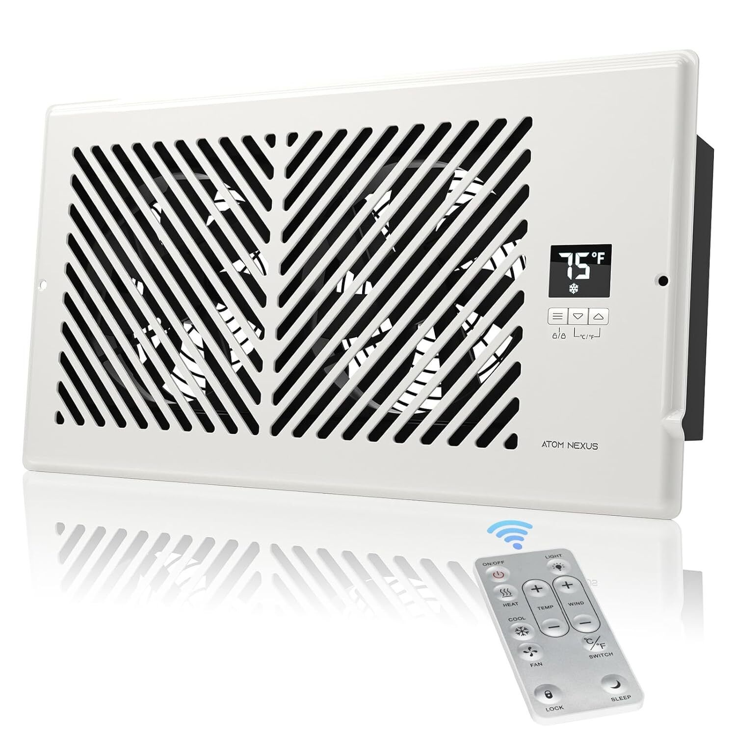 ATOM NEXUS AirBlaze Z612 Quiet Register Booster Fan W/Thermostat &Remote Control