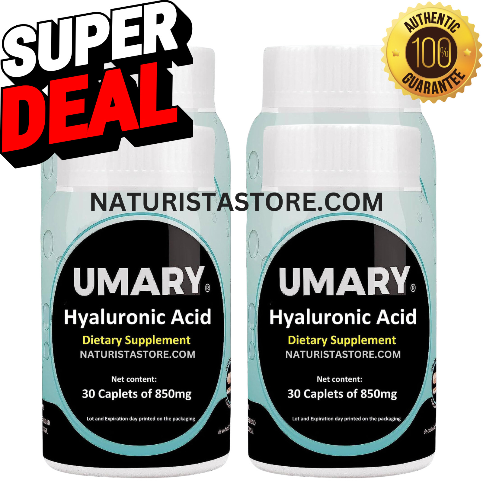 New Umary Hyaluronic Acid 4 pack 30 caplets each bottle 120 Caps Total