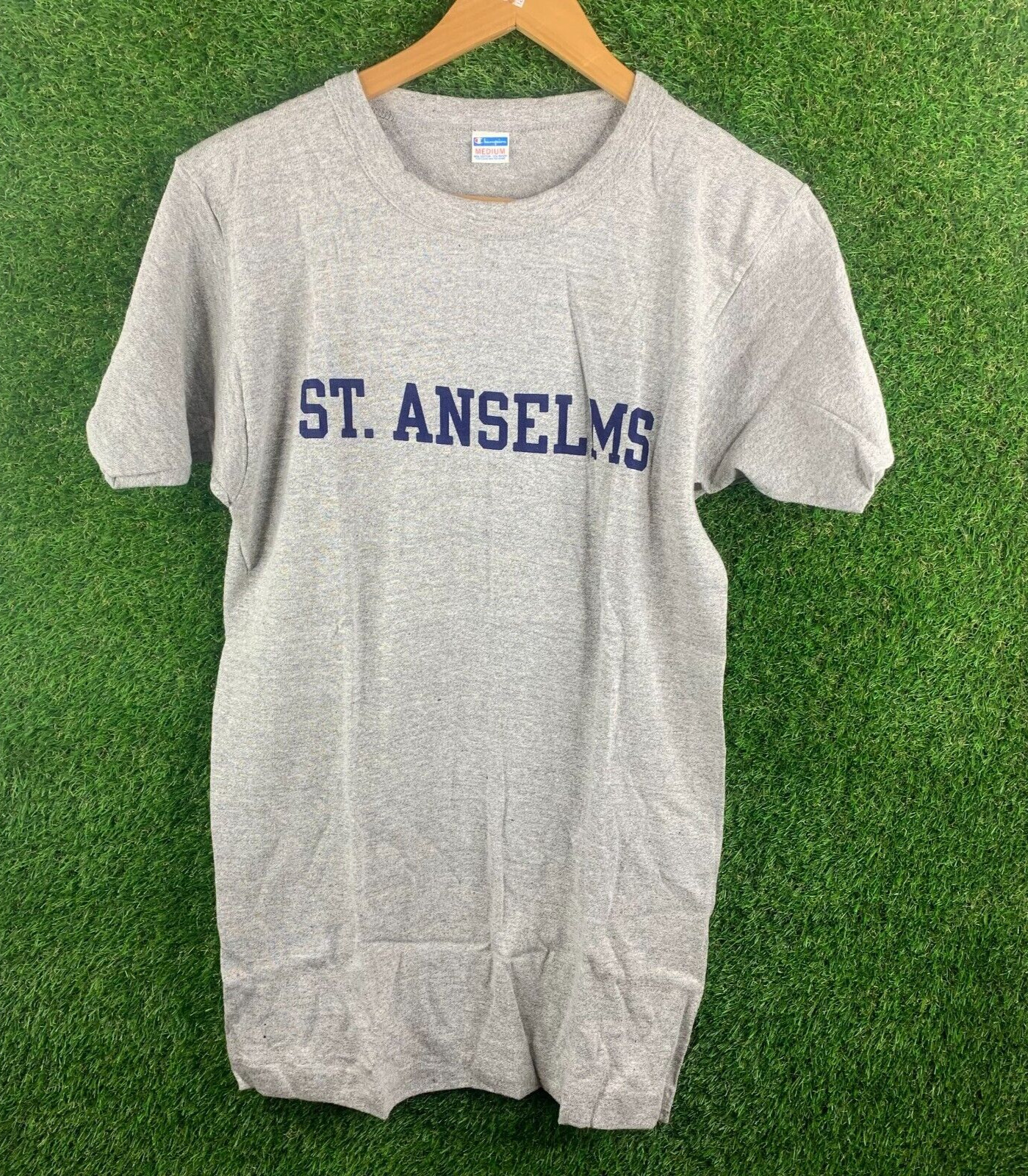 Vintage 1970s Champion St. Anselms Rare Gray T-Shirt Size Med