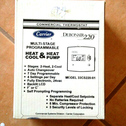 Carrier PROGRAMMABLE Debonair 220 Commercial MULTI-STAGE Thermostat 33CS220-01 