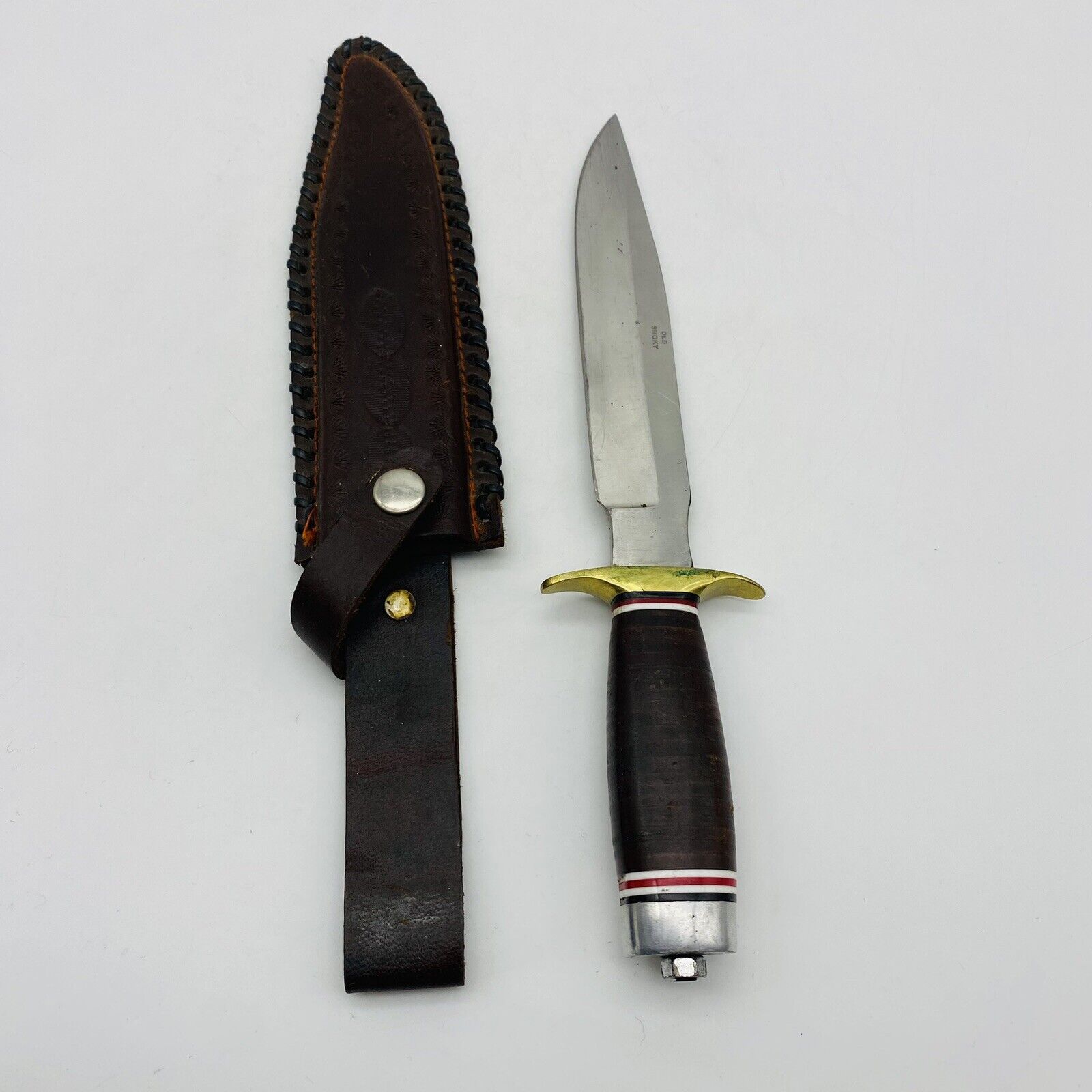 Old Smoky 11” Handmade Knife W/ Leather Sheath. Handmade Pakistan Stainless