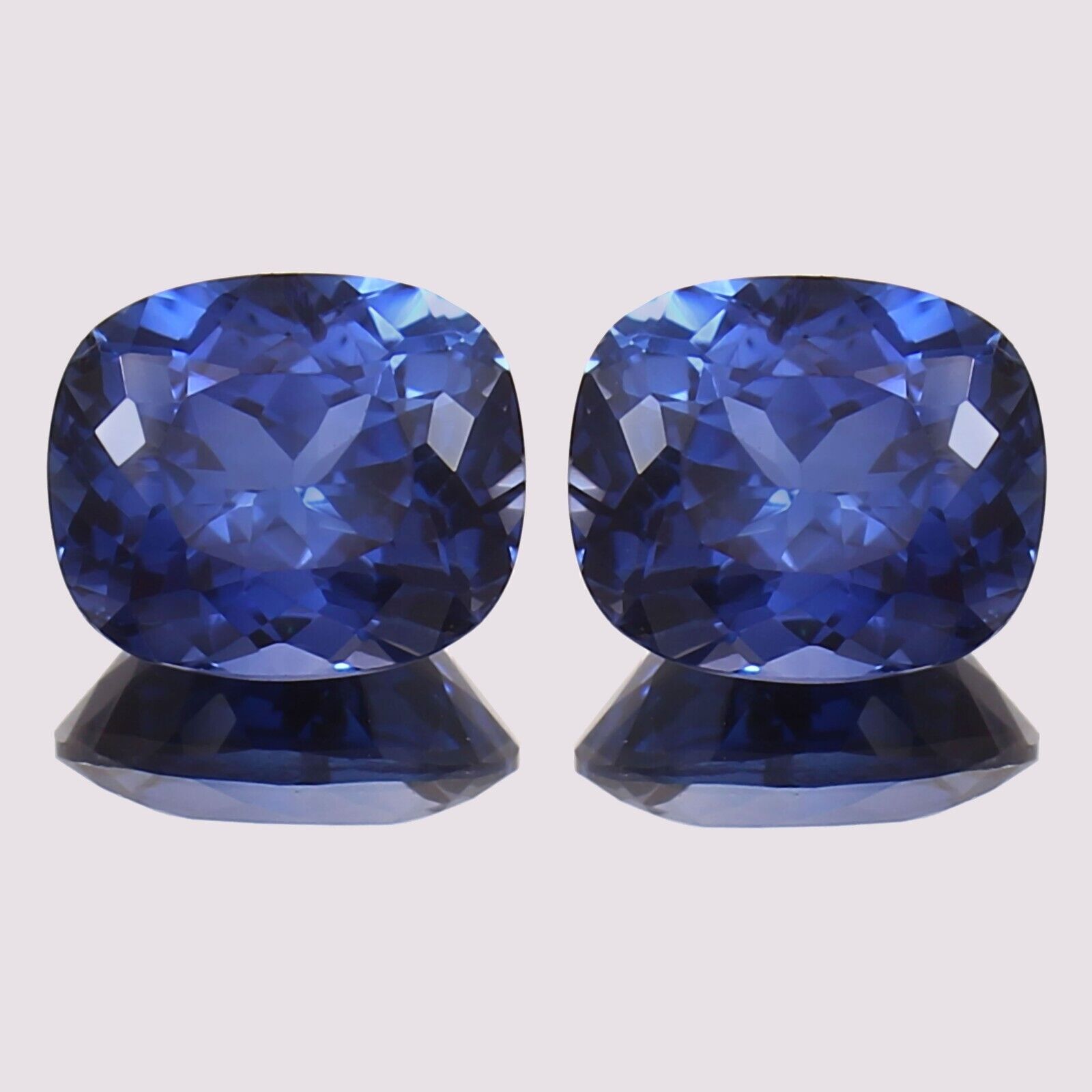 Natural Ceylon Blue Sapphire 8 x 6 MM Cushion Cut Loose Gemstone Matching Pair