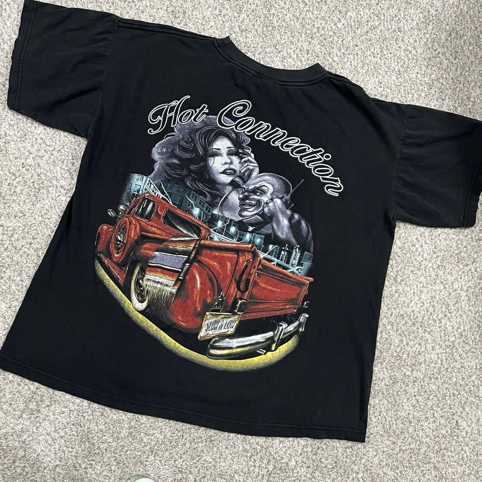 Low Rider T Shirt Large Boxy VTG 90s Black Cholo Art Truck Jester Mexican Pride