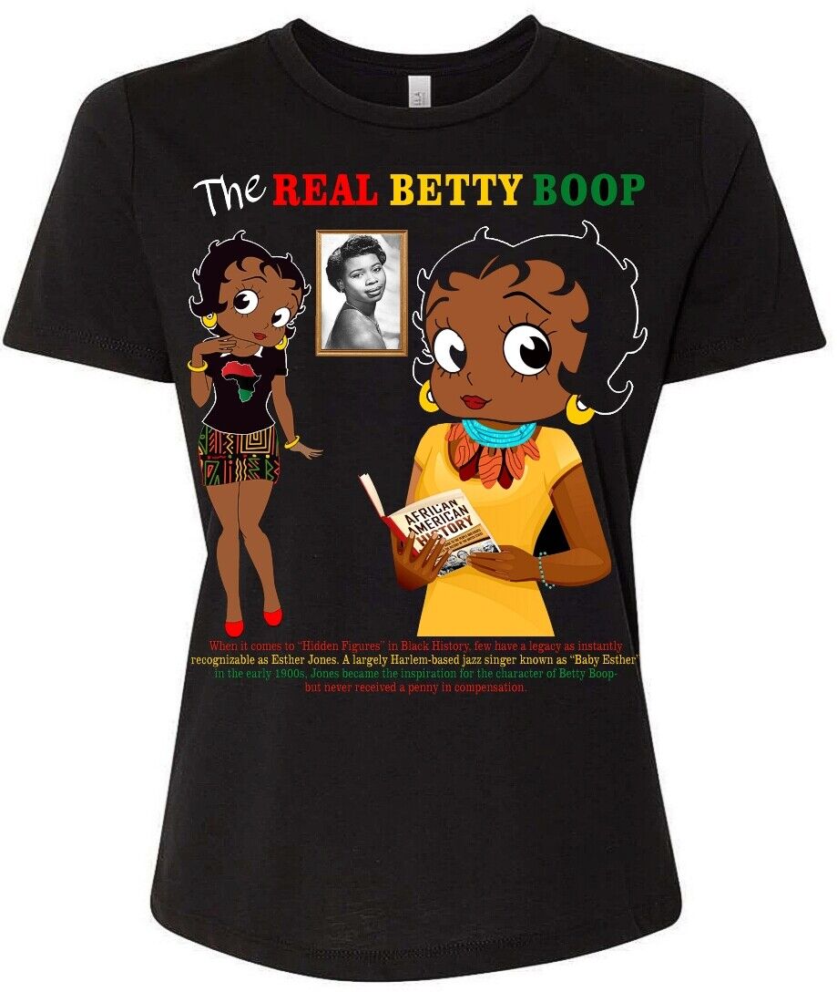 BETTY BOOP T-SHIRT, 2024. THE REAL ESTHER JONES. BLACK BETTY BOOP TEE SHIRT.