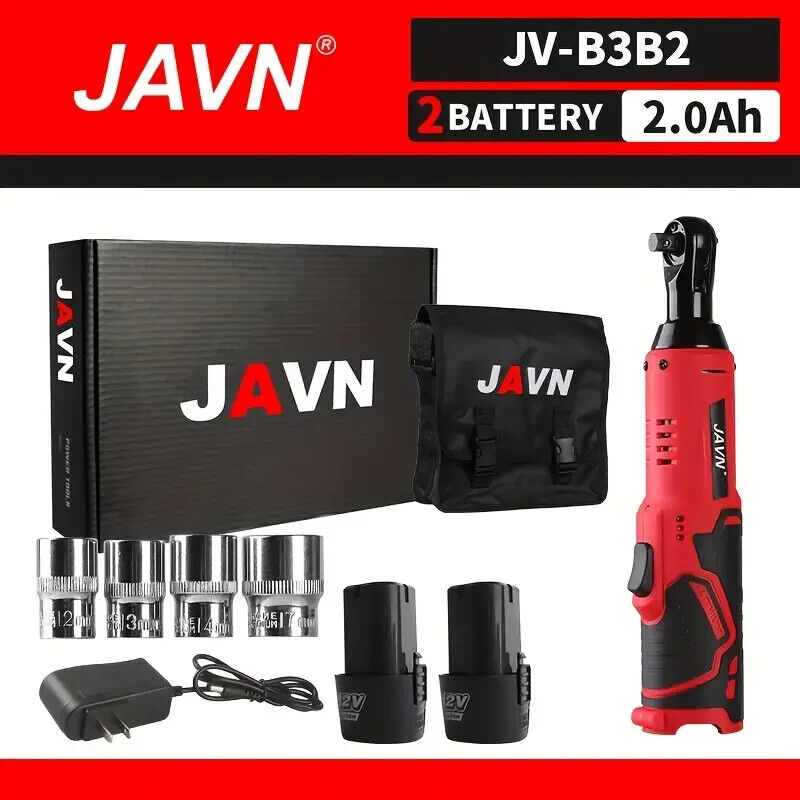 1 Set JAVN 12V Cordless Electric Wrench,45NM 3/8'' Ratchet Wrench,Removal Screw 