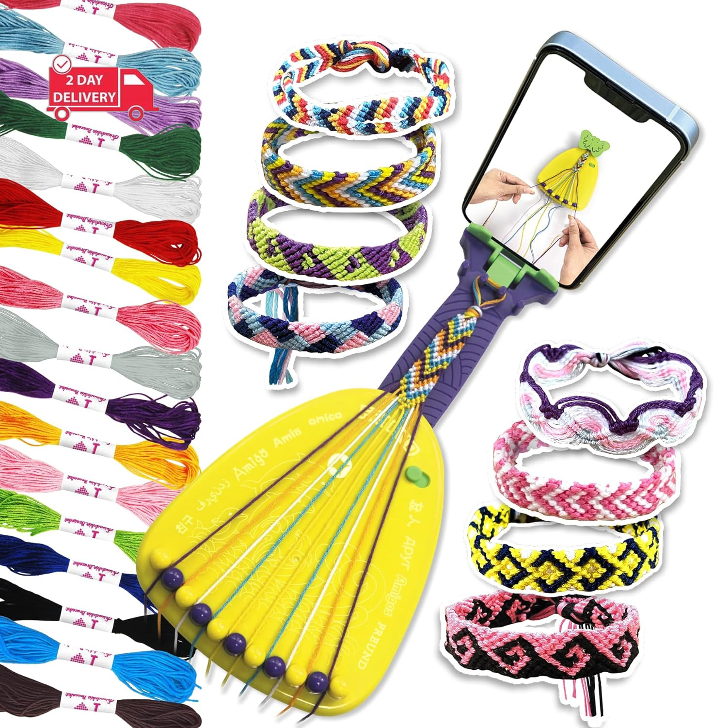 Friendship Bracelet String Maker Kit, Arts and Crafts for Girls Ages 8-12 Year O