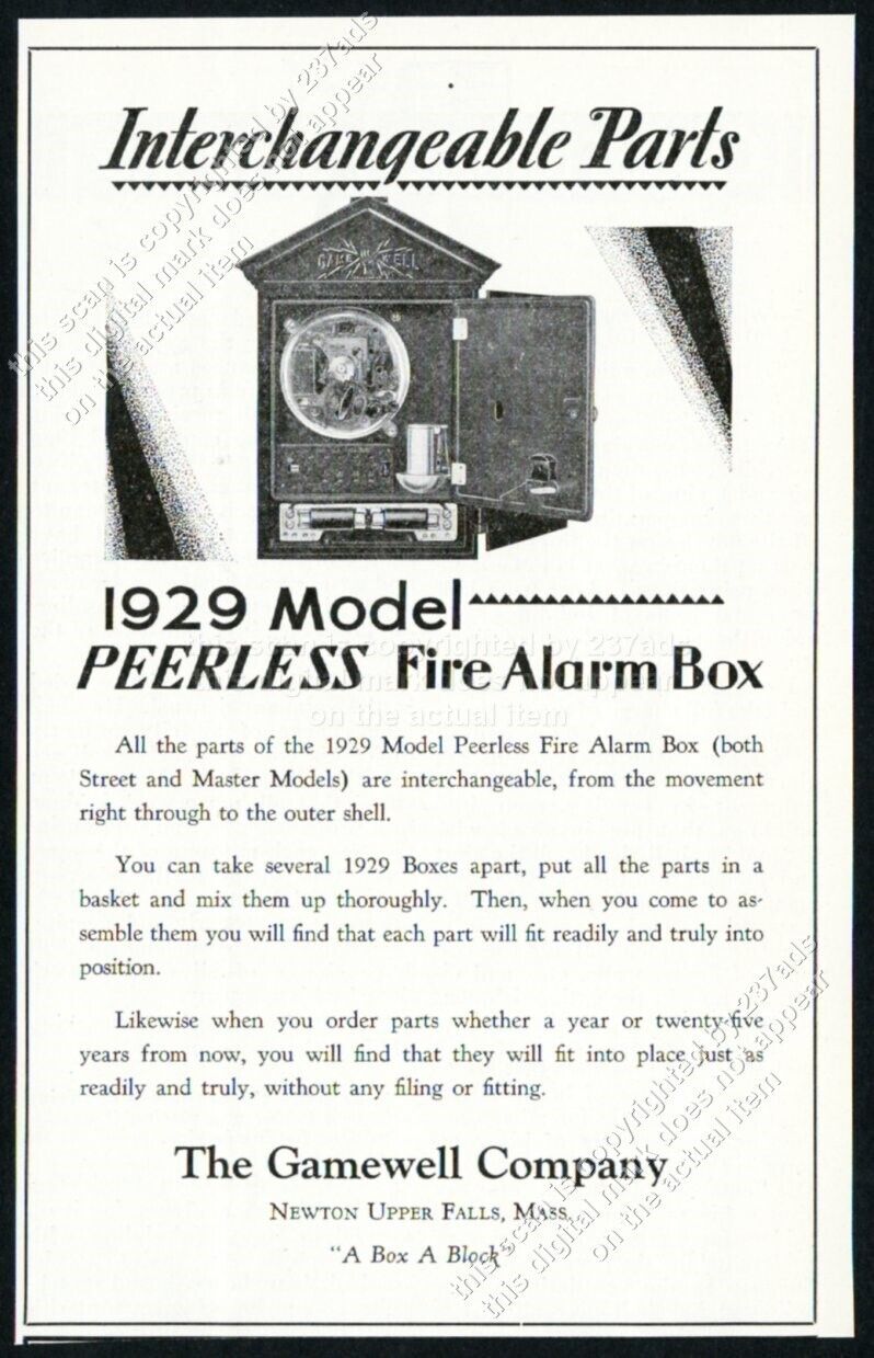 1929 Gamewell Peerless fire alarm box photo vintage trade print ad