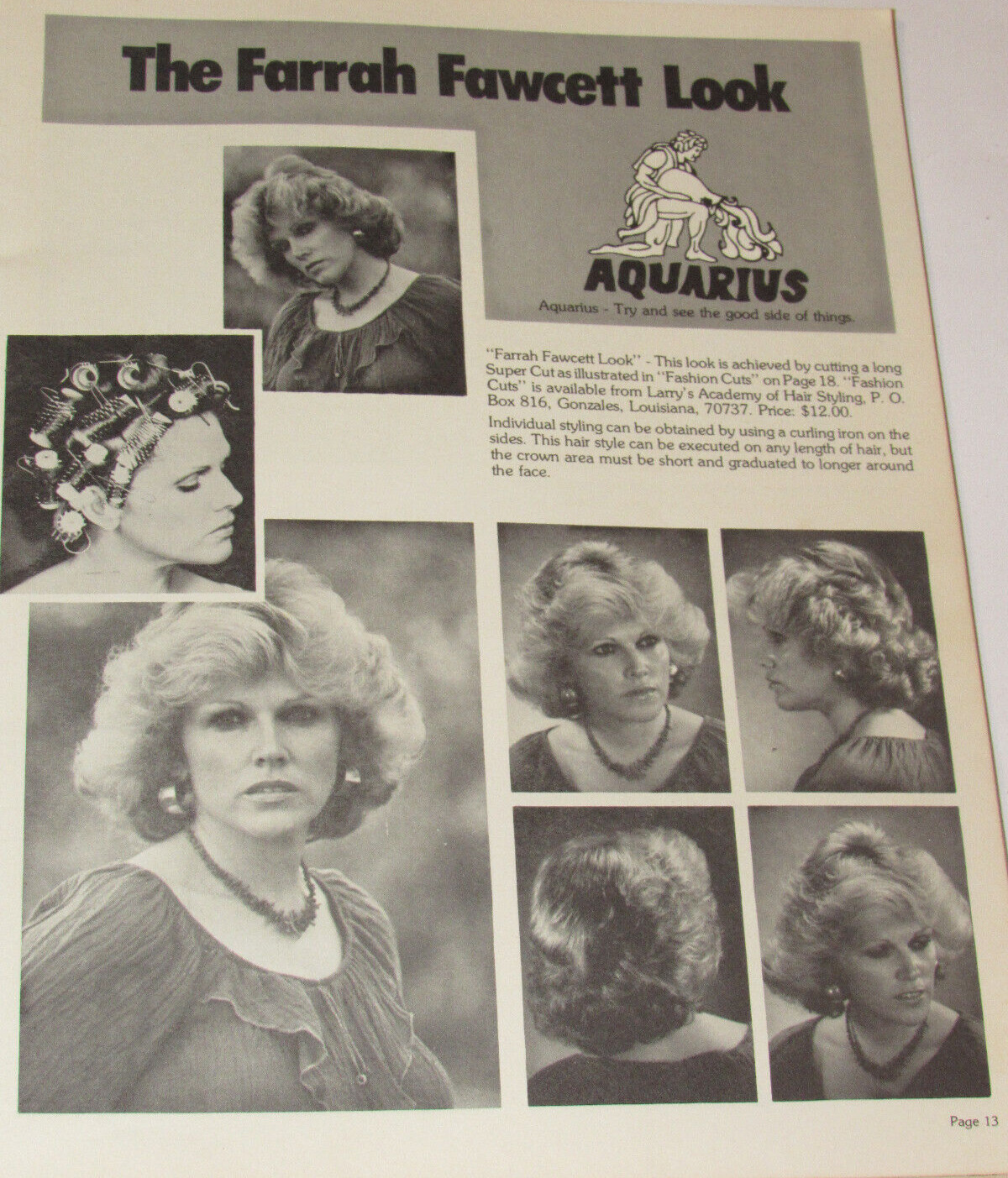 VTG 1970s MEN\'S & WOMEN\'S HAIRDRESSER GUIDE FORM CUTS BY LARRY FARRAH FAWCETT