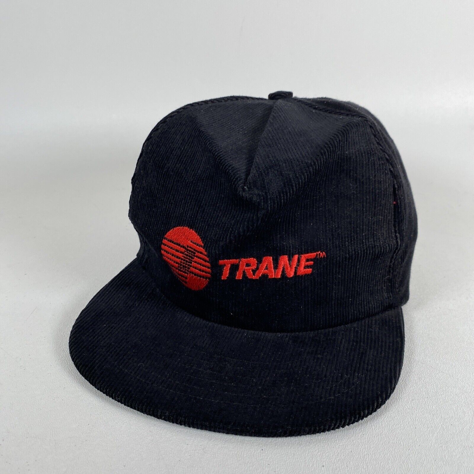 Vintage Trane AC HVAC Air Company SnapBack Corduroy Black Hat Cap