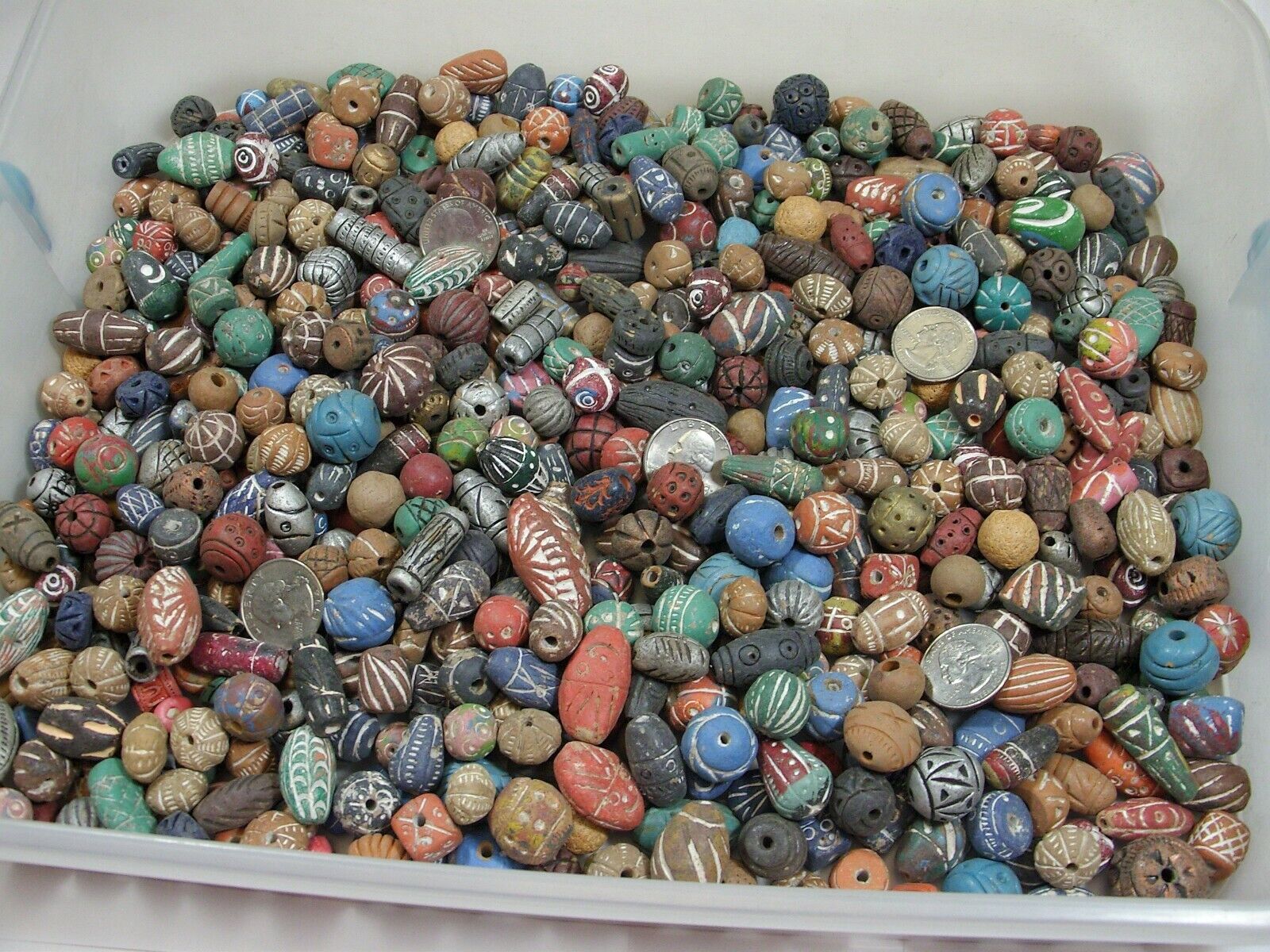 4 Pounds Assorted India Handmade Clay Beads Wholesale Bulk Lot (TPF-65)