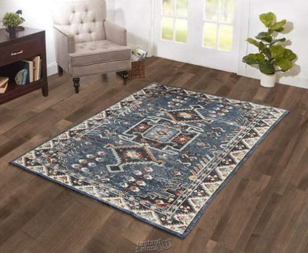 Heritage Machine-Washable 5\'x7\' Rug Treated Textured Polyester Heavy Canvas Back