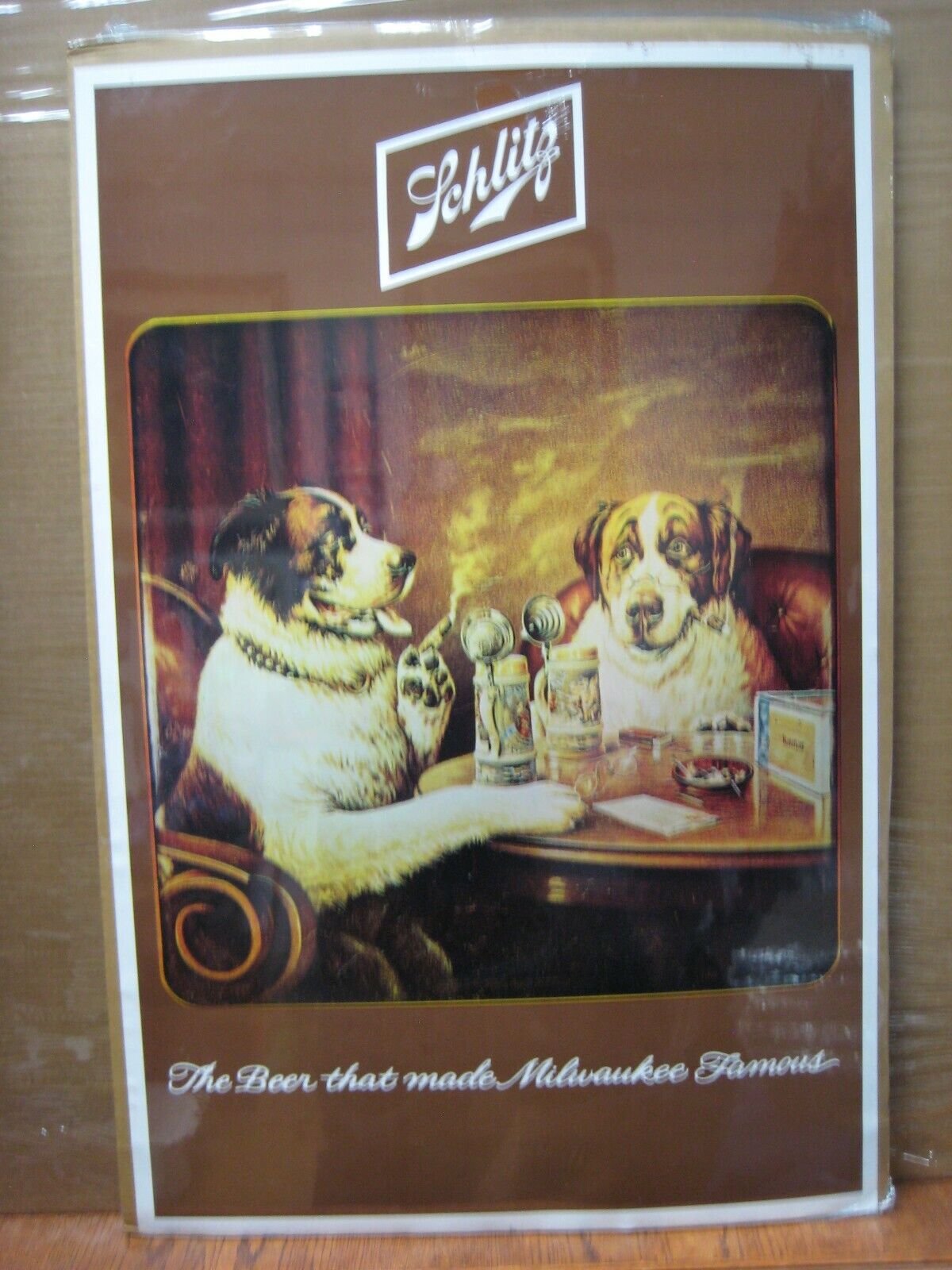 Vintage Schlitz BEER Poster 70\'s Car garage Inv#G7300