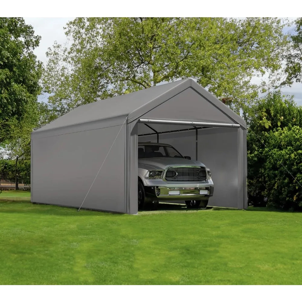 Outdoor Carport 10X20Ft Heavy Duty Canopy Storage Shed, Portable Garage with Rem