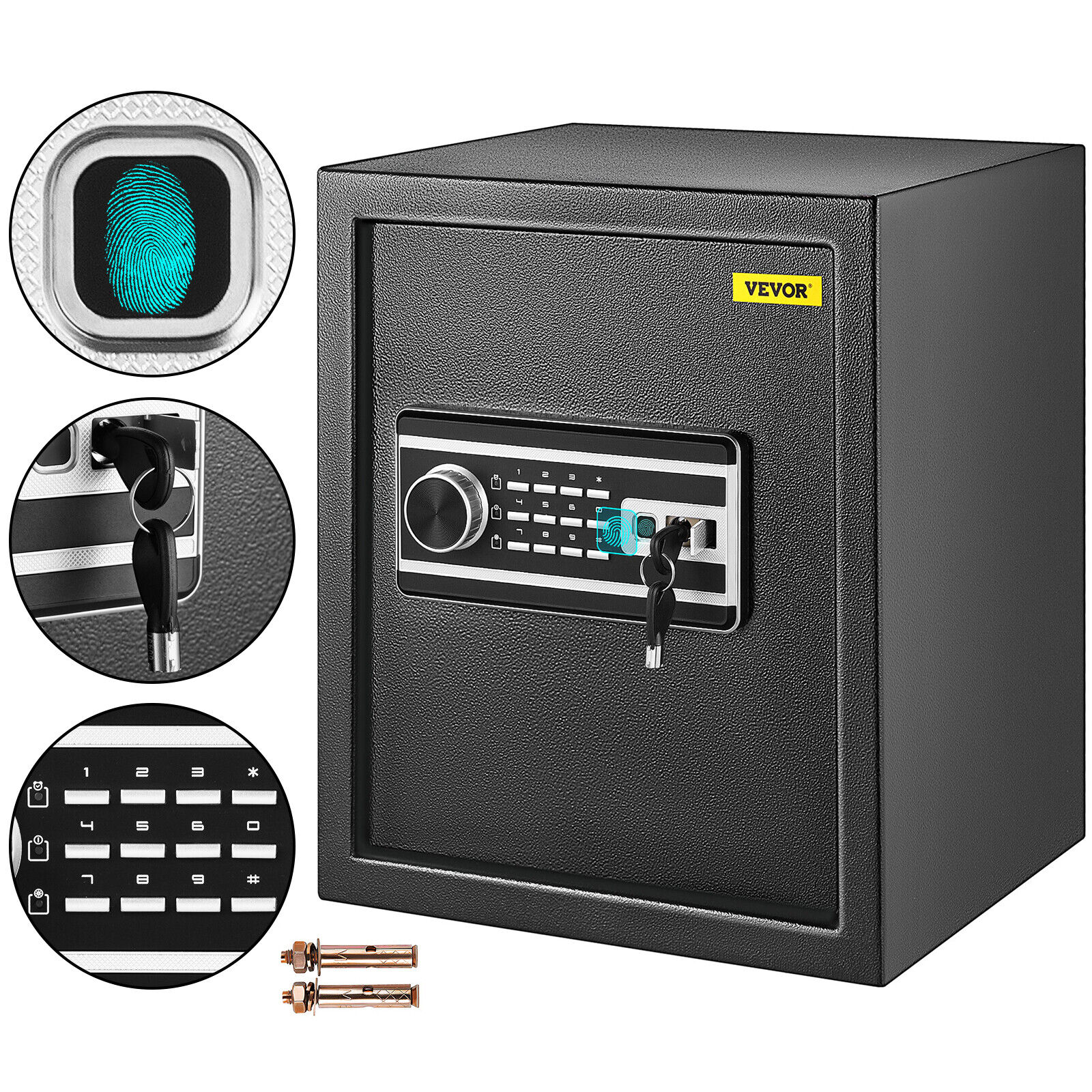 VEVOR Biometric Safe Box Fingerprint 1.7 Cu Feet Security Home Office Hotel Gun