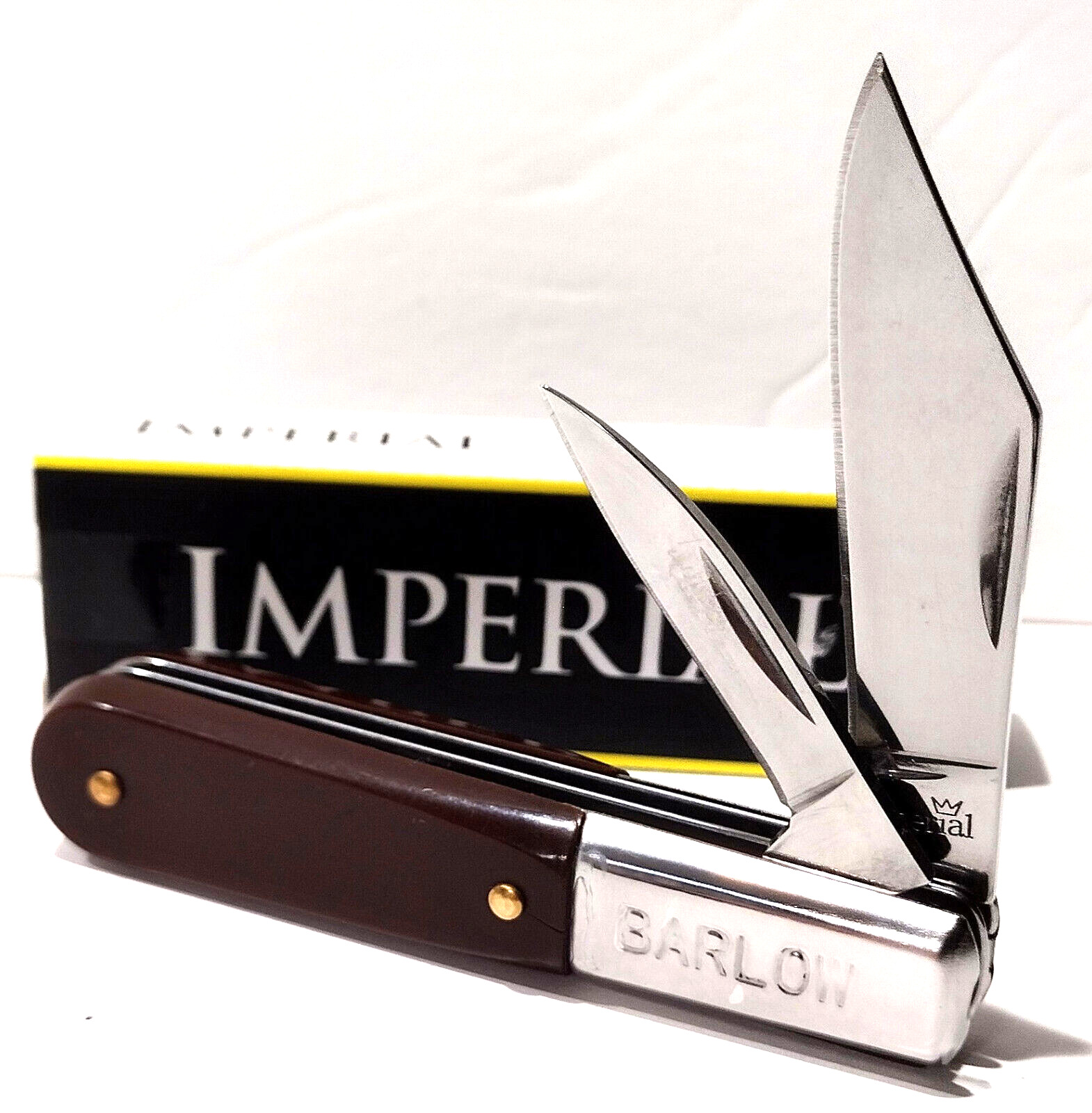 Imperial Schrade Brown Synthetic Handles 2 Blade BARLOW Folding Pocket Knife