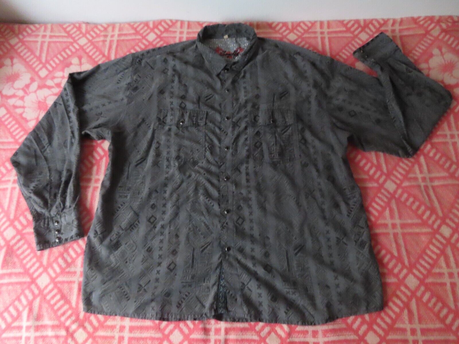 Scully Gray Tribal Print Western Shirt Size 2XL Dark Gray Snap Button Cowboy