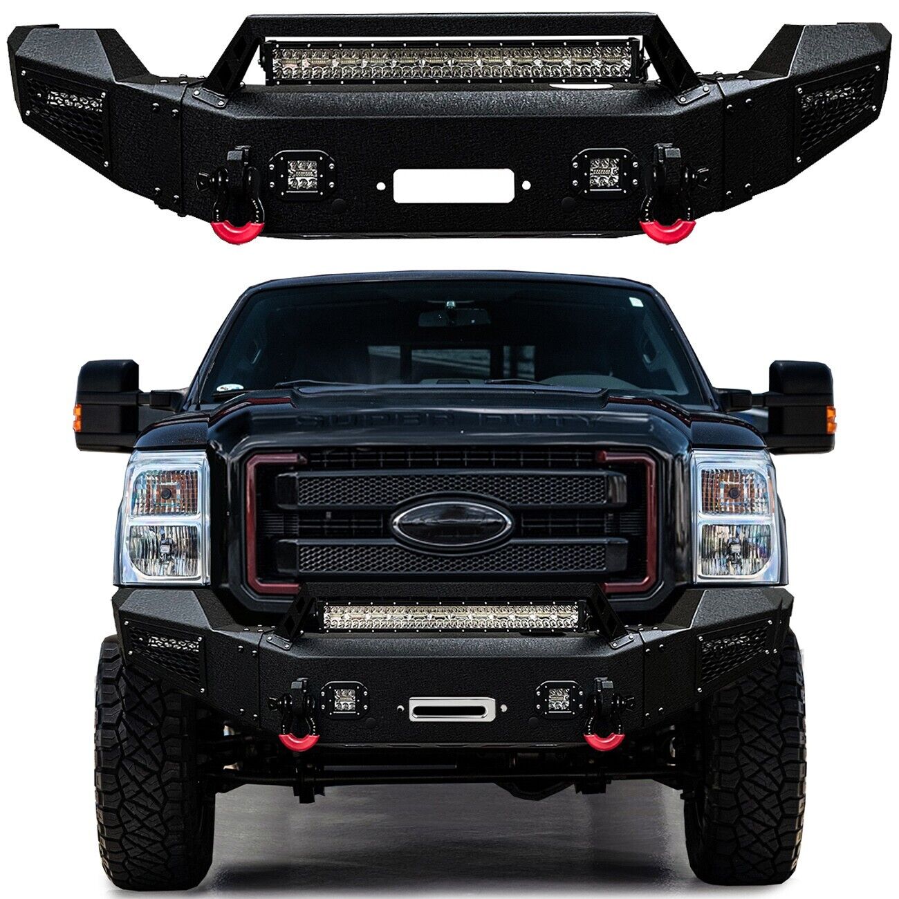 Vijay For 2011-2016 3rd Gen F250 F350 New Front Bumper with 5xLED Lights