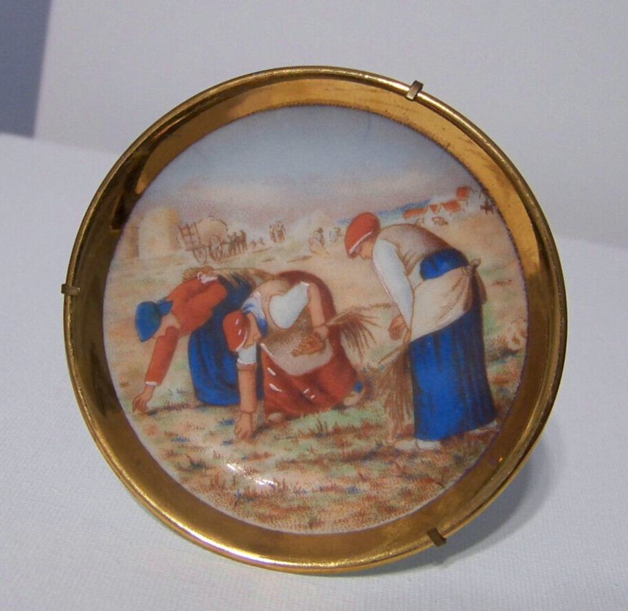 Vintage French Limoges Miniature Plate Gathering Wheat Pre-owned