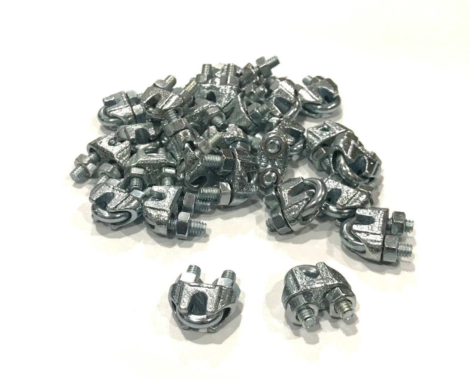 Cable Clamps 3/16” U-Bolts Galvanized Wire Rope Clamps Clips 6, 12, 50 ~ 100pcs