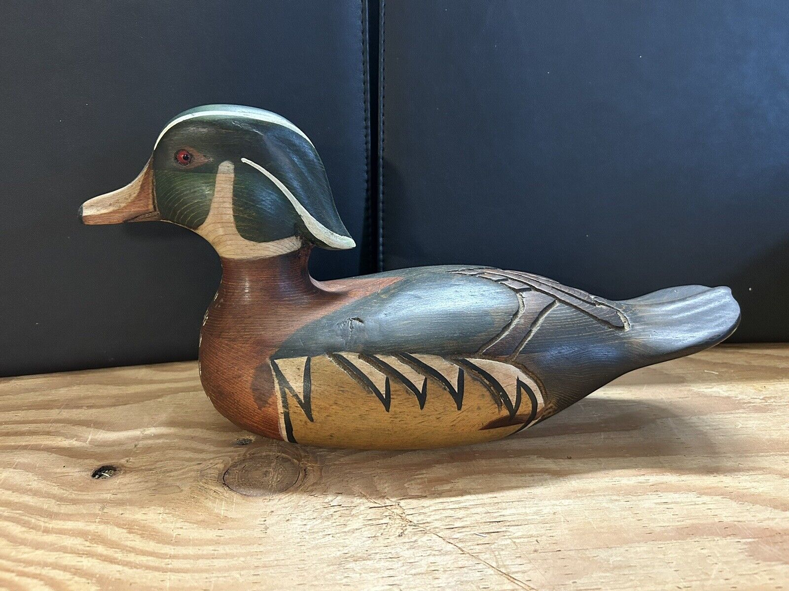 Rare Tom Taber Carved Wood Duck Decoy