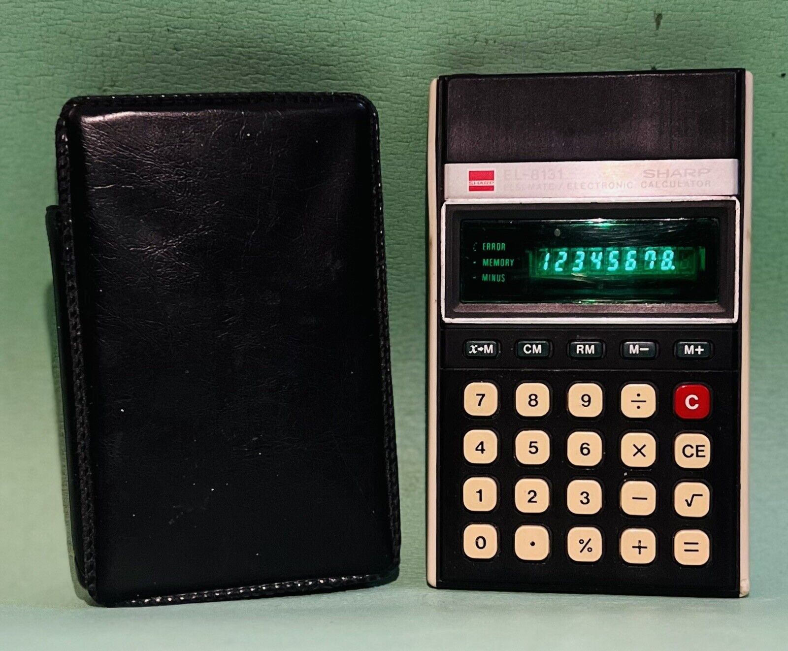 Sharp EL-8131 ELSI-MATE Electronic Calculator with Cover, Tested and Works