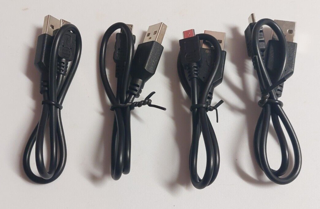 4 Pack 1ft 12in Micro USB Charging Cables 1 Foot for Phones Cameras Device Black
