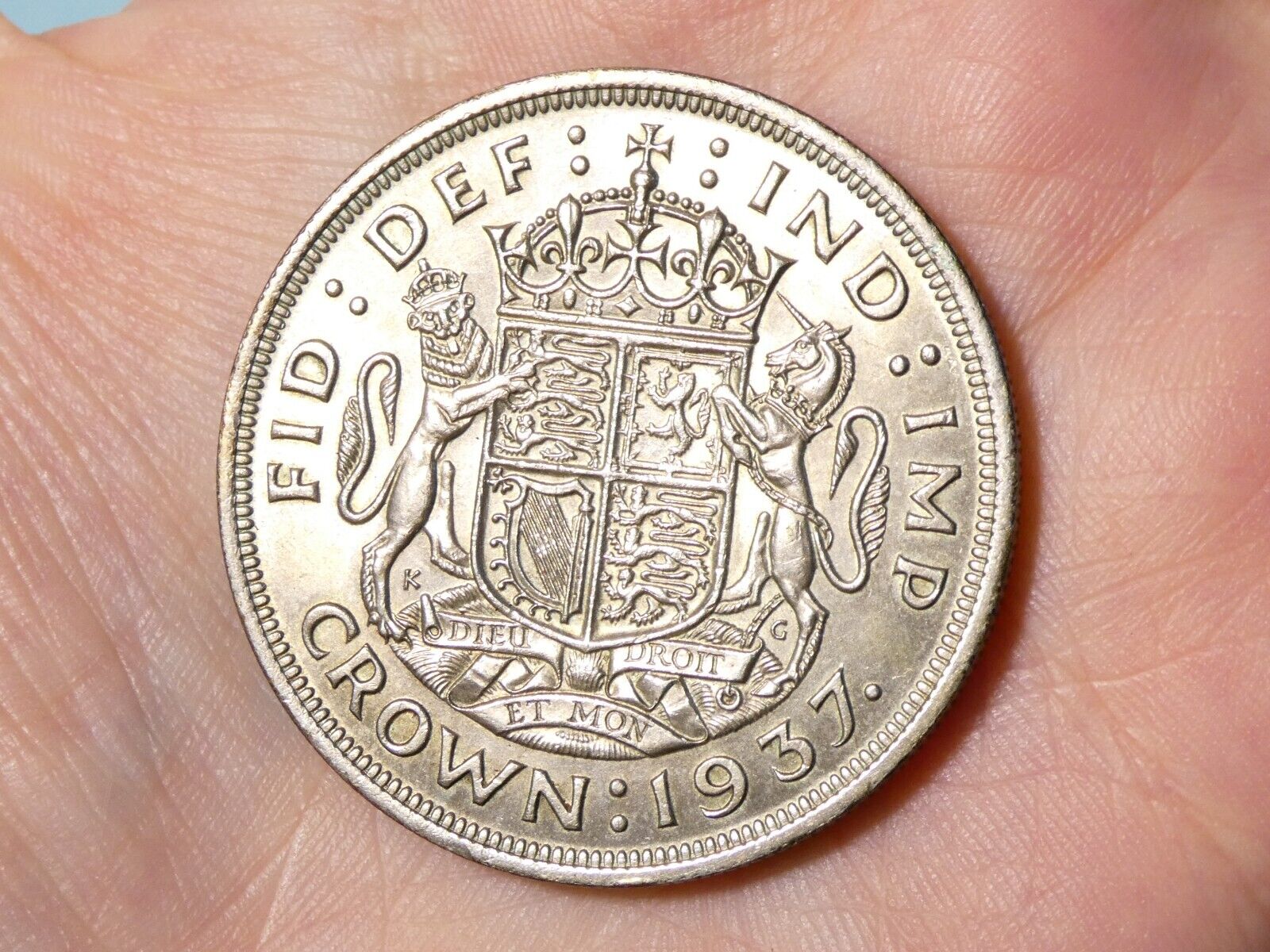 1937 British George VI Crown Coronation PROOF Silver Coin #AA39